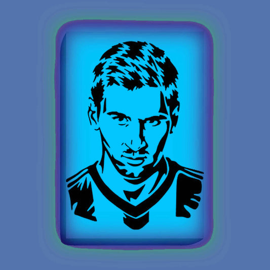 Lionel Messi Canvas DIY Painting – Glow in the Dark Kit for Football Fans | Eazy Arts DIY Art Set with Brushes, Glow Paint & Black Paint (Blue/Cyan/Green Glow Options) - 25 X 38 CM / Blue / Without Frames - GID-FAN-009-1