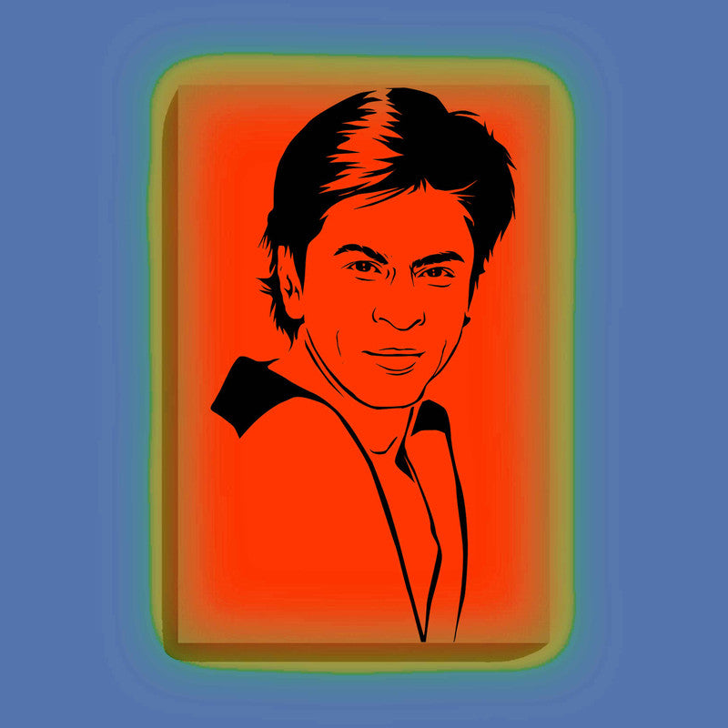 Shah Rukh Khan Canvas DIY Painting – Glow in the Dark Kit for Bollywood Fans | Eazy Arts DIY Art Set with Brushes, Glow Paint & Black Paint (Blue/Cyan/Green Glow Options) - 28 X 42 CM / Orange / Without Frames - GID-FAN-013-15