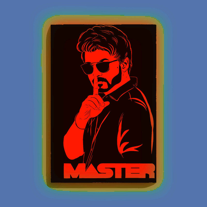 Vijay Master Poster Style Canvas DIY Painting – Glow in the Dark Kit for Thalapathy Fans | Eazy Arts DIY Art Set with Brushes, Glow Paint & Black Paint (Blue/Cyan/Green Glow Options) - 28 X 42 CM / Orange / Without Frames - GID-FAN-015-15