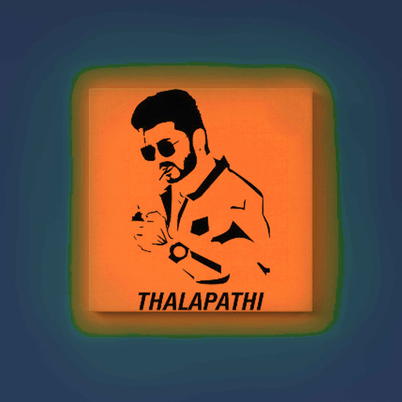 Thalapathy Vijay Portrait Canvas DIY Painting – Glow in the Dark Kit for Fans | Eazy Arts Art Set with Glow & Black Paint, Brushes & Instructions - 30 X 30 CM / Orange / Without Frames - GID-FAN-018-15