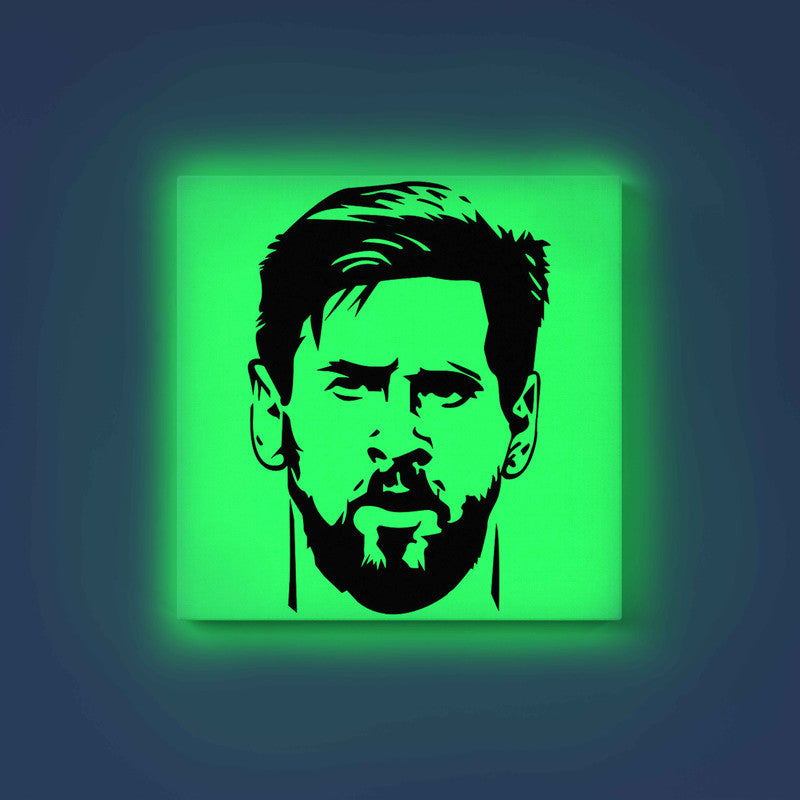 Lionel Messi Glow in the Dark Painting Kit – DIY Canvas Art for Football Fans | Eazy Arts Paint Set with Brushes & Glow Paint - 30 X 30 CM / Green / Without Frames - GID-FAN-022-13