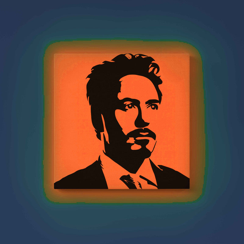 Robert Downey Jr. Glow in the Dark DIY Painting Kit – Iconic Iron Man Style Canvas Art for Marvel Fans | Eazy Arts Paint Set - 30 X 30 CM / Orange / Without Frames - GID-FAN-023-15