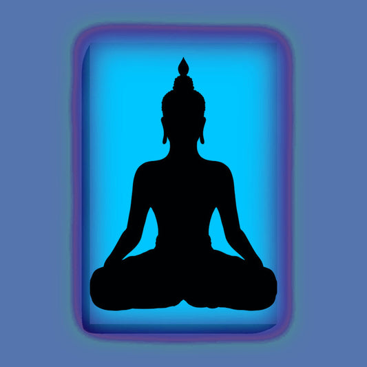 Glow in the Dark Buddha Meditation Painting Kit – DIY Spiritual Wall Art | Eazy Arts – front view (Blue glow color)