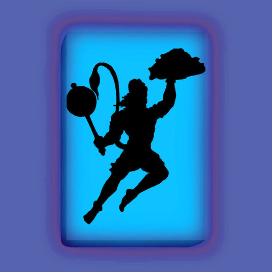 Glow in the Dark Hanuman with Mountain Painting Kit – DIY Spiritual Wall Art | Eazy Arts – front view (Blue glow color)