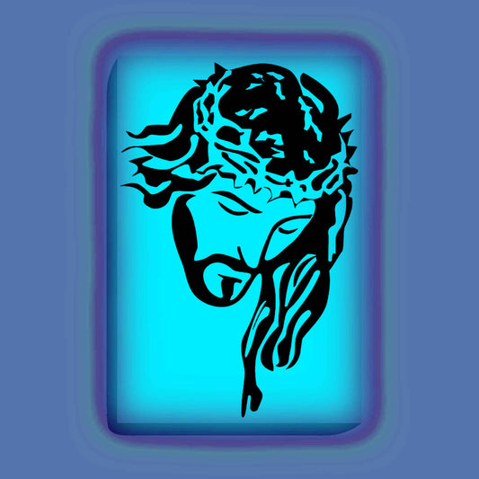 Glow in the Dark Jesus Christ Painting Kit – DIY Christian Wall Art | Eazy Arts – front view (Blue glow color)