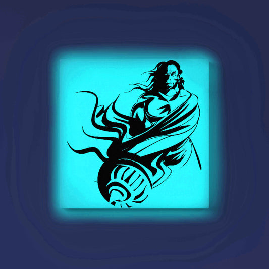Lord Hanuman with Gada Glow in the Dark Painting Kit – DIY Bajrangbali Wall Art | Eazy Arts – front view (Blue glow color)