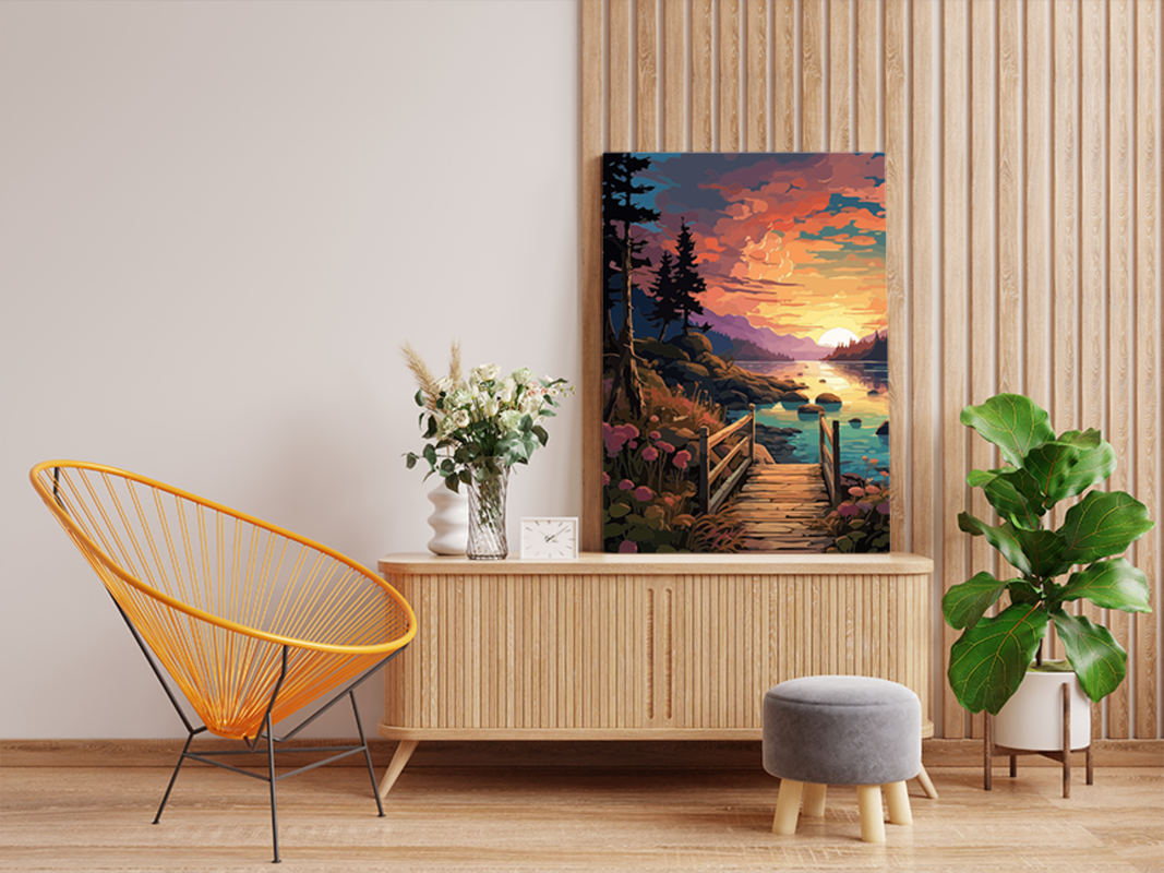 DIY PBN Kit - Serene Sunset Bridge Paint by Numbers Kit