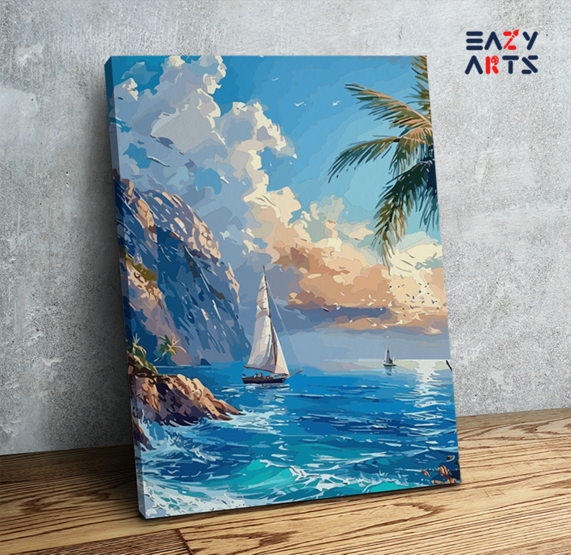 DIY Paint by numbers kit - Sailing Serenity: Ocean View Paint by Numbers Kit