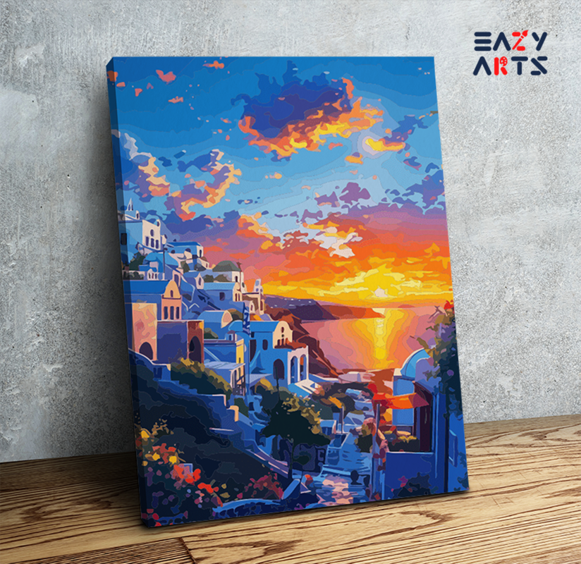 DIY Paint by numbers kit - Santorini Sunset Paint by Numbers Kit