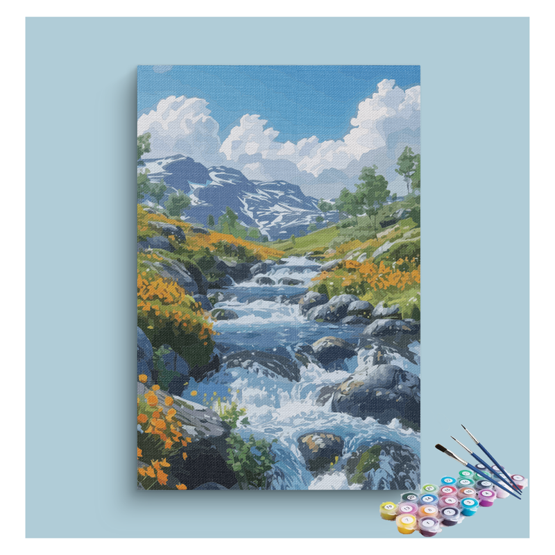 DIY Painting Kit -Mountain Stream Serenity Paint by Numbers Kit