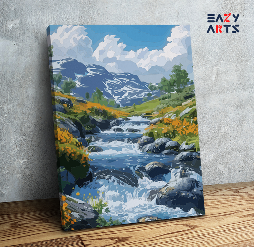 DIY Paint by numbers kit - Mountain Stream Serenity Paint by Numbers Kit