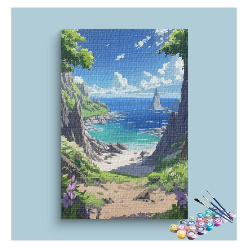 DIY Painting Kit -Secluded Coastal Escape Paint by Numbers Kit