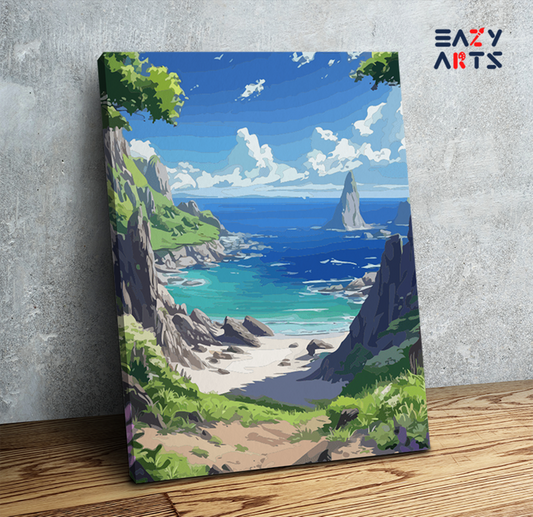 DIY Paint by numbers kit - Secluded Coastal Escape Paint by Numbers Kit