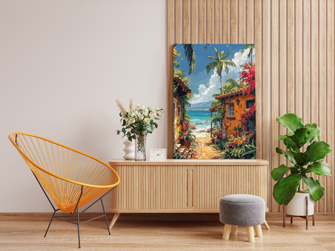 DIY PBN Kit - Tropical Seaside Cottages Paint by Numbers Kit