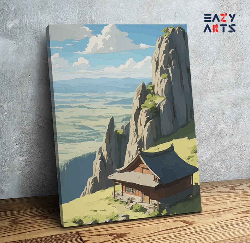 DIY Paint by numbers kit - Mountain Temple Landscape Paint by Numbers Kit