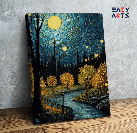 DIY Paint by numbers kit - Starry Night Riverside Paint by Numbers Kit