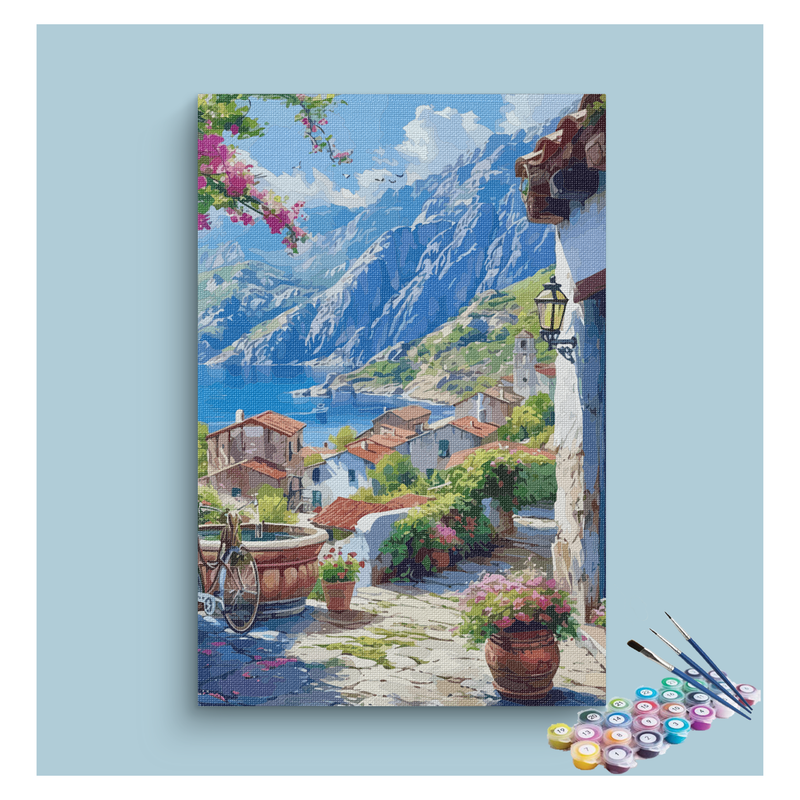 DIY Painting Kit -Seaside Mediterranean Village Nature Paint by Numbers Kit