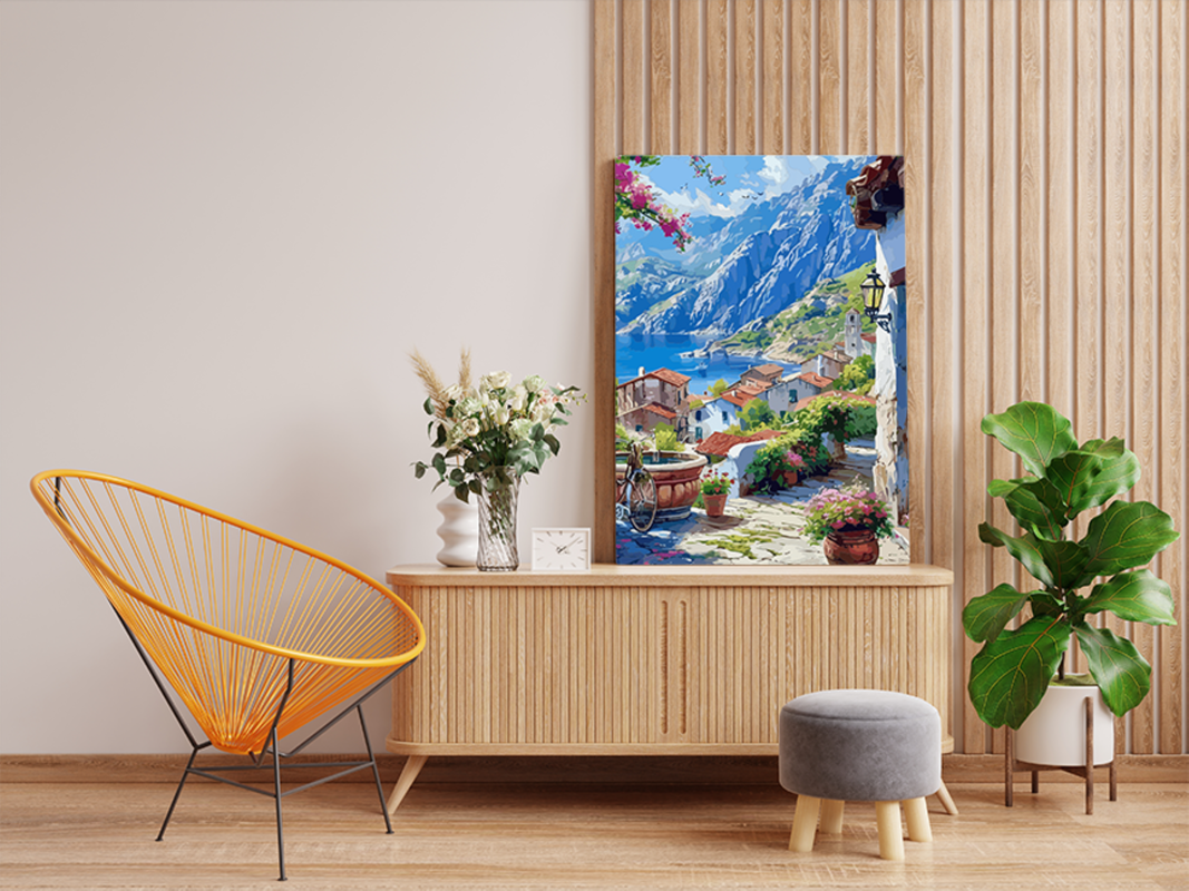 DIY PBN Kit - Seaside Mediterranean Village Nature Paint by Numbers Kit