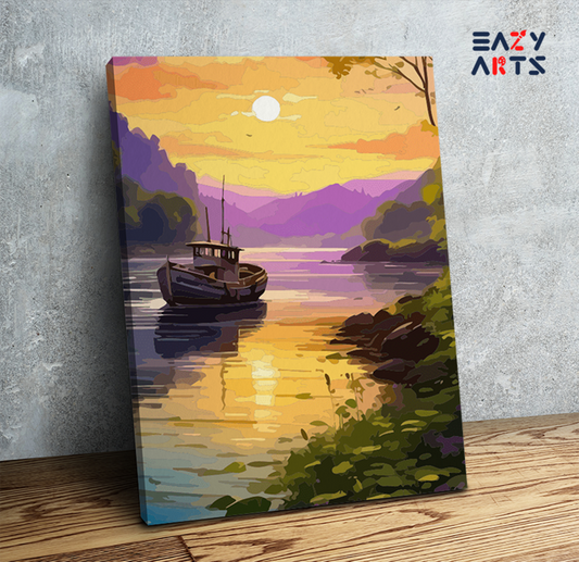 DIY Paint by numbers kit - Sunset River Serenity Paint by Numbers Kit