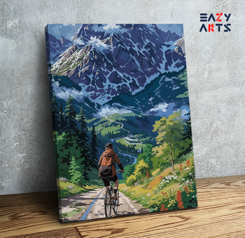 DIY Paint by numbers kit - Mountain Biking Adventure Paint by Numbers Kit