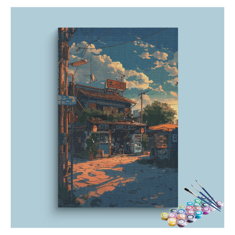 DIY Painting Kit -Sunset Street Corner Paint by Numbers Kit