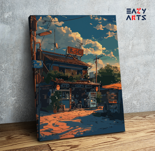 DIY Paint by numbers kit - Sunset Street Corner Paint by Numbers Kit