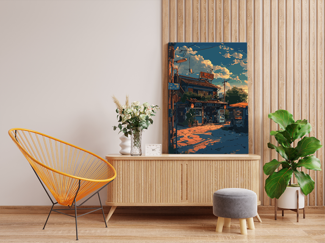 DIY PBN Kit - Sunset Street Corner Paint by Numbers Kit