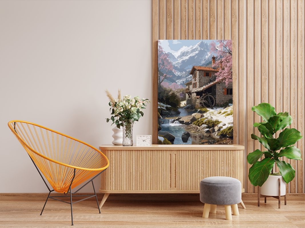 DIY PBN Kit - Mountain Stream Cottage Paint by Numbers Kit