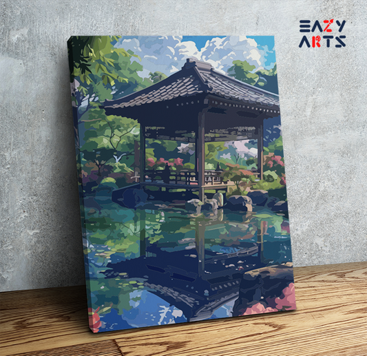 DIY Paint by numbers kit - Tranquil Garden Pavilion Paint by Numbers Kit