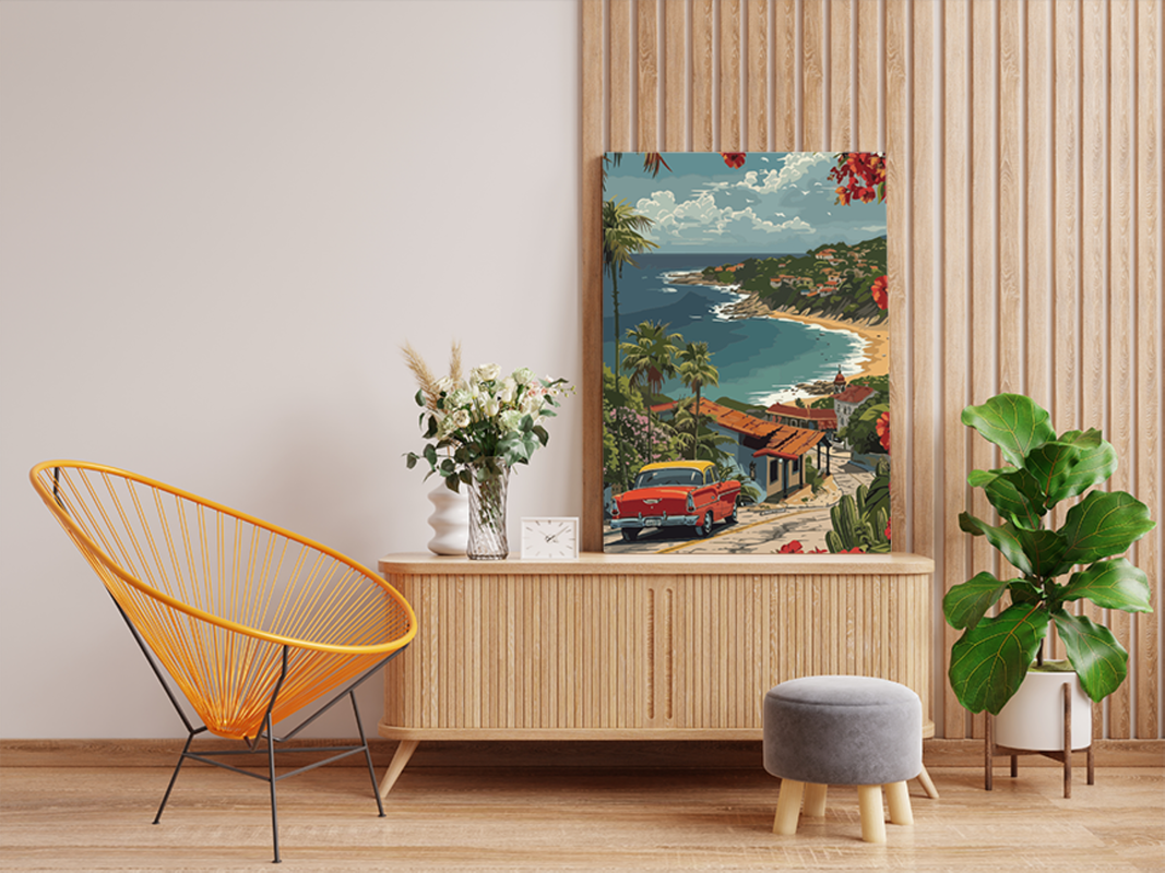 DIY PBN Kit - Retro Coastal Drive Paint by Numbers Kit
