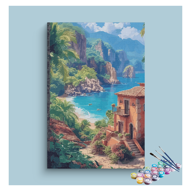 DIY Painting Kit -Seaside Cliffs and Villa Paint by Numbers Kit