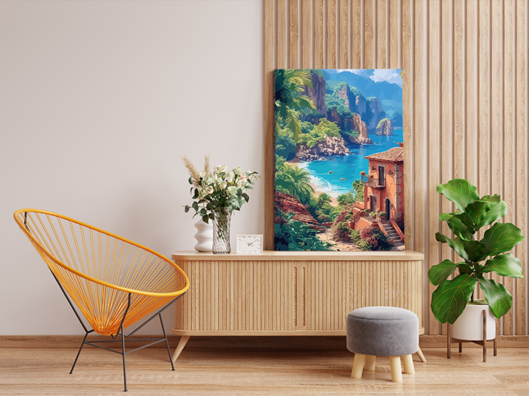 DIY PBN Kit - Seaside Cliffs and Villa Paint by Numbers Kit