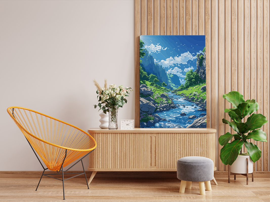 DIY PBN Kit - Mountain Stream and Valley Paint by Numbers Kit
