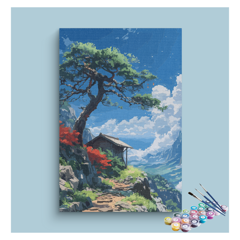 DIY Painting Kit -Mountain Cabin Pathway Paint by Numbers Kit