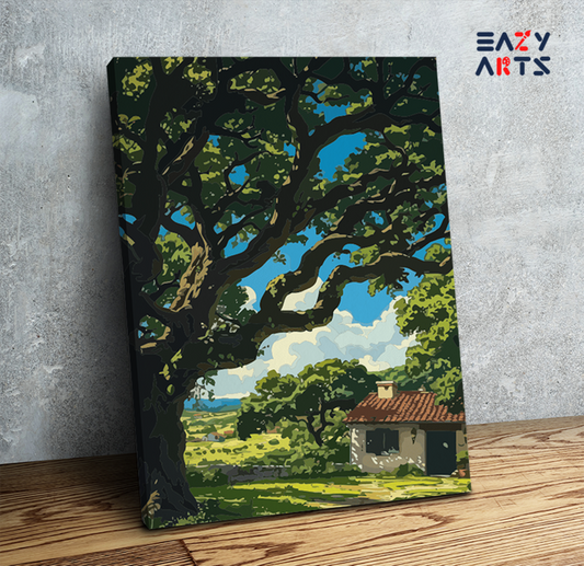 DIY Paint by numbers kit - Tranquil Countryside Cottage Paint by Numbers Kit