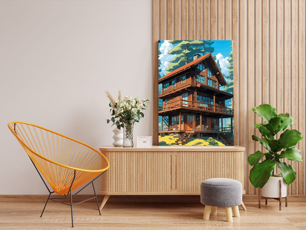 DIY PBN Kit - Rustic Forest Cabin Paint by Numbers Kit