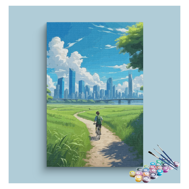 DIY Painting Kit -Urban Cyclist Adventure Paint by Numbers Kit