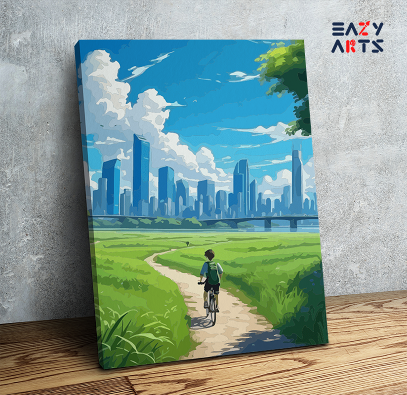 DIY Paint by numbers kit - Urban Cyclist Adventure Paint by Numbers Kit