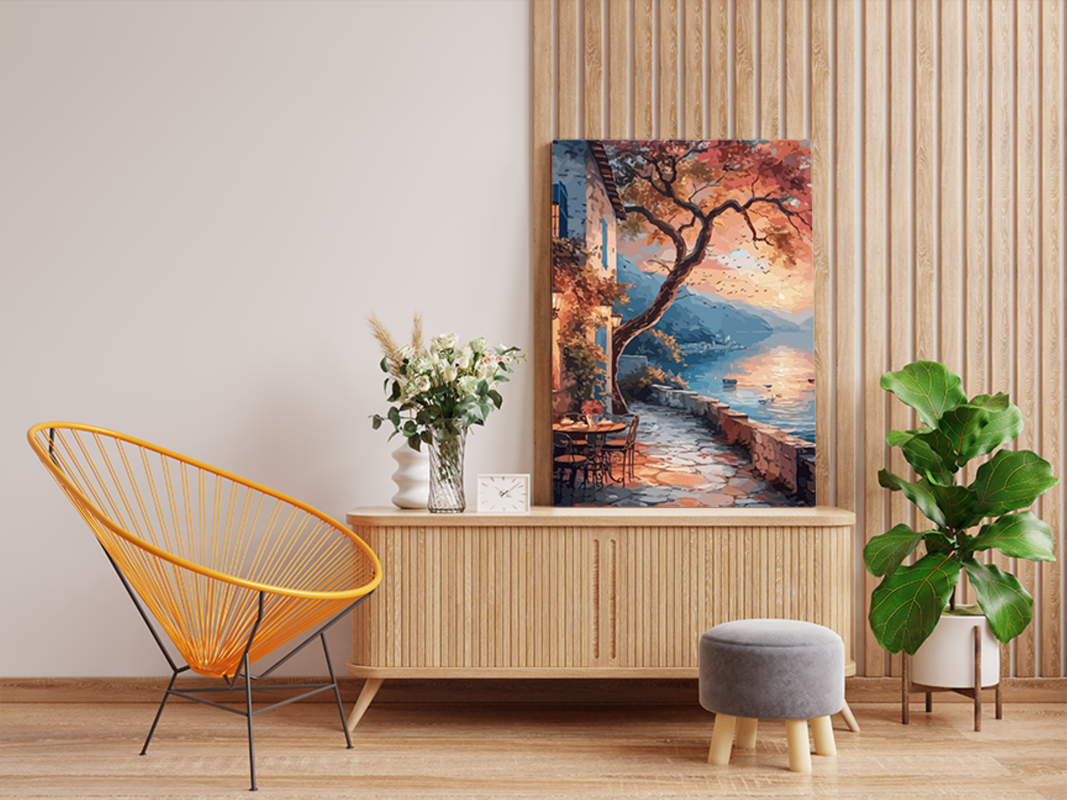 DIY PBN Kit - Sunset by the Lakeside Café Paint by Numbers Kit