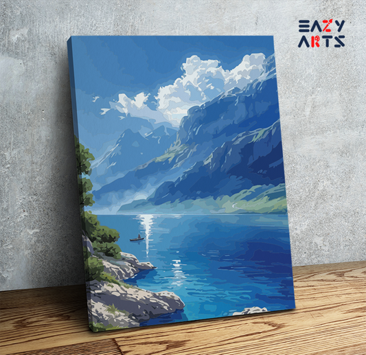 DIY Paint by numbers kit - Tranquil Mountain Lake Paint by Numbers Kit