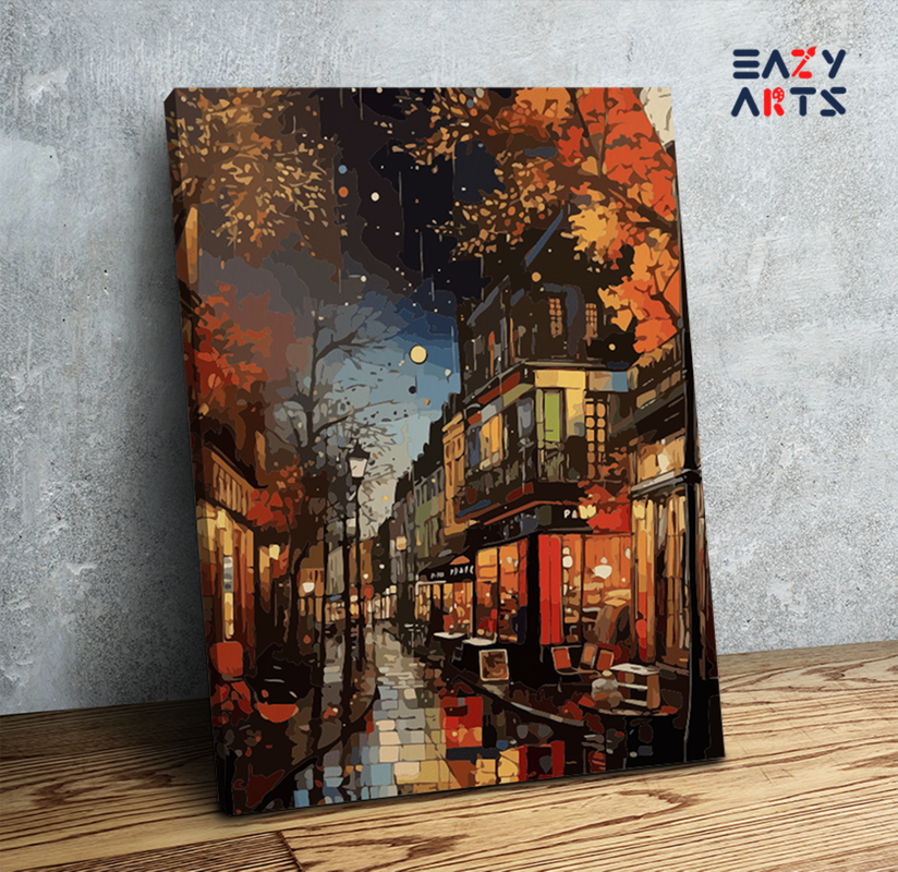 DIY Paint by numbers kit - Autumn Night Street Paint by Numbers Kit