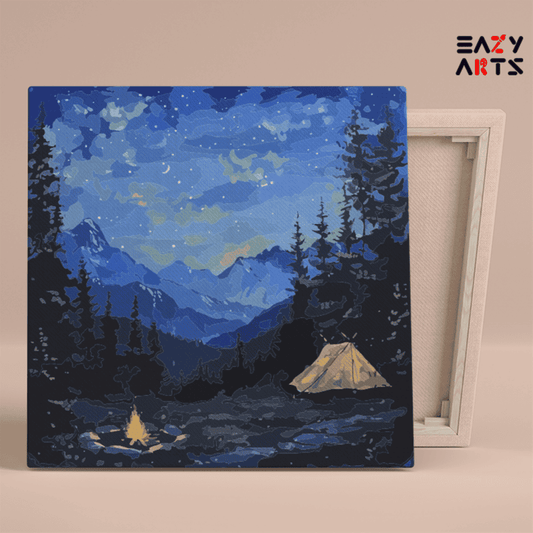 DIY Paint by numbers kit - Starry Night Camping Landscape Paint by Numbers Kit