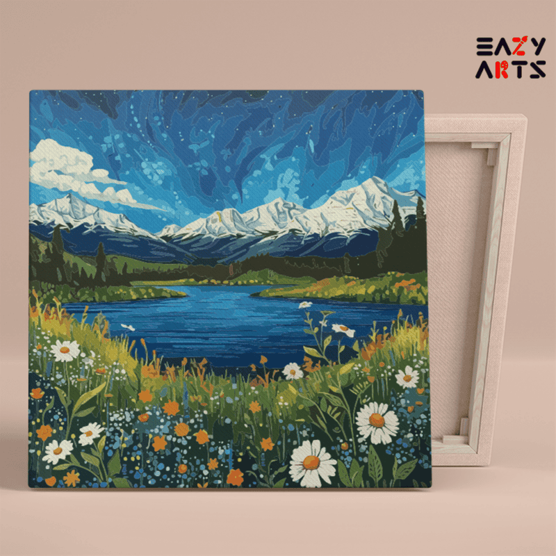 DIY Paint by numbers kit - Alpine Meadow Landscape Paint by Numbers Kit