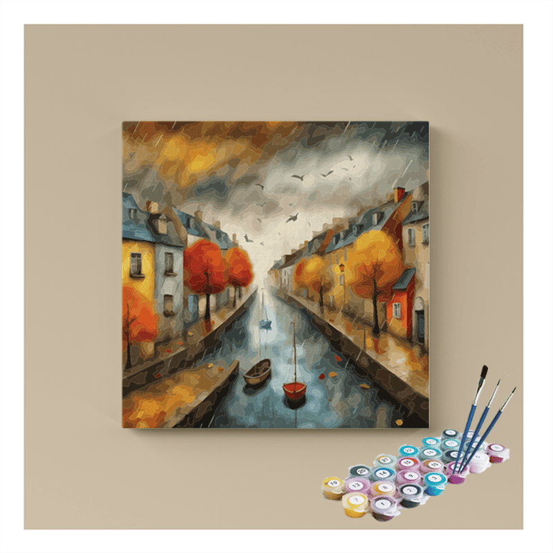 DIY Painting Kit -Autumn Canal Serenity Paint by Numbers Kit