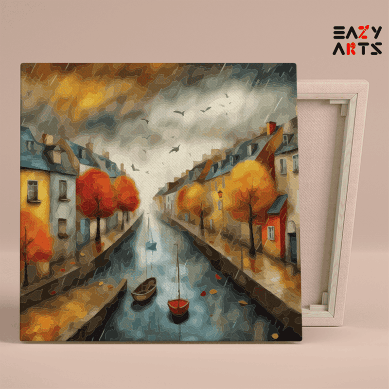 DIY Paint by numbers kit - Autumn Canal Serenity Paint by Numbers Kit