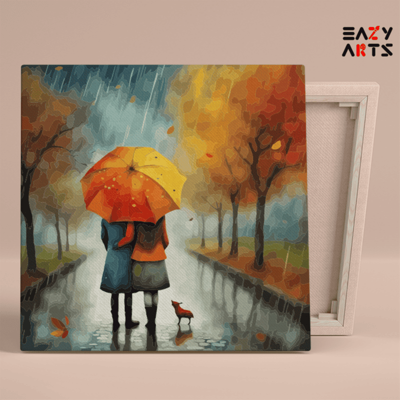DIY Paint by numbers kit - Cozy Walk in the Rain: Autumn Companions Paint by Numbers Kit