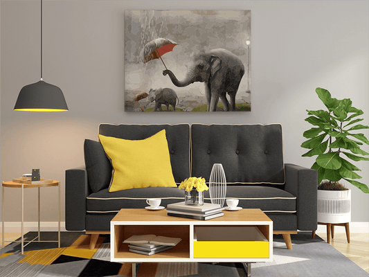 DIY Paint by numbers kit - Elephants in the Rain Paint by Numbers Kit
