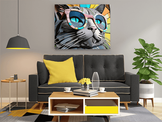 DIY Paint by numbers kit - Cool Cat with Sunglasses Paint by Numbers Kit