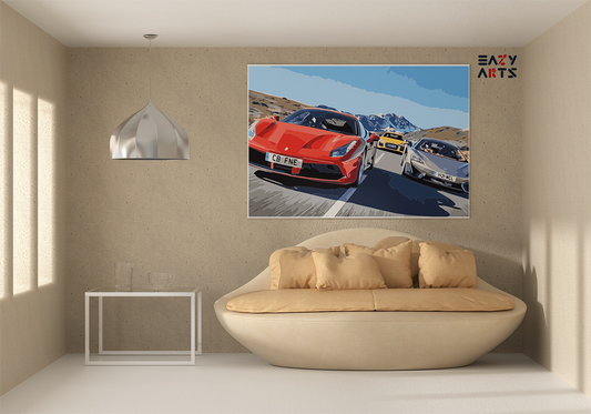 DIY Paint by numbers kit - Supercar Speed Chase Paint by Numbers Kit