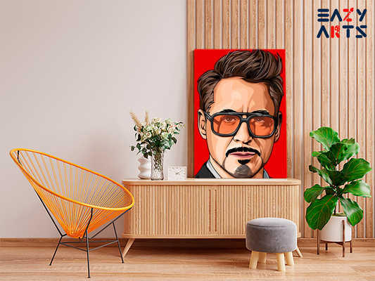 DIY Paint by numbers kit - Tony Stark Iron Man Bold Red Pop Art Portrait Paint by Numbers Kit